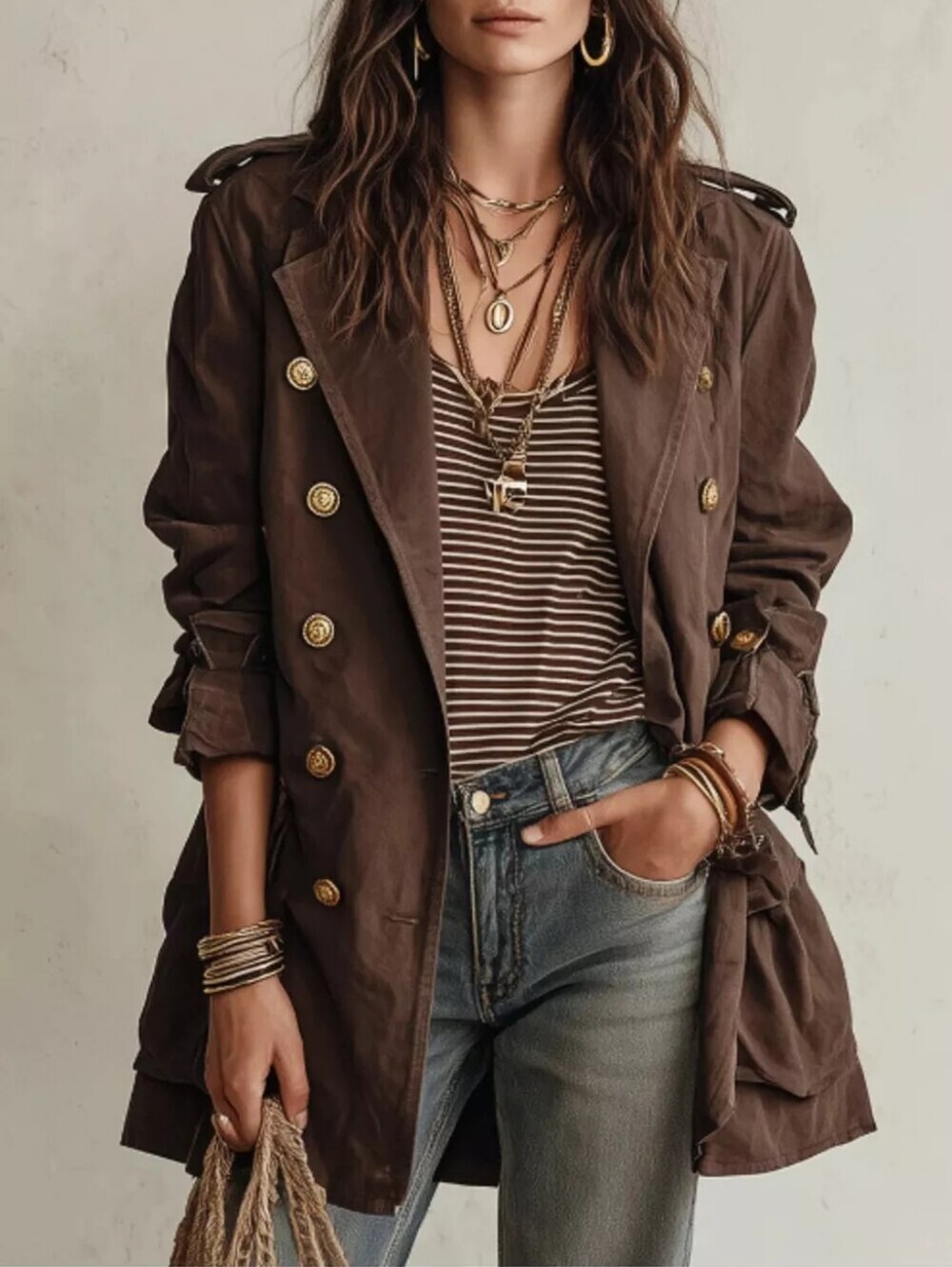 Double-Breasted Belt Trench Coat